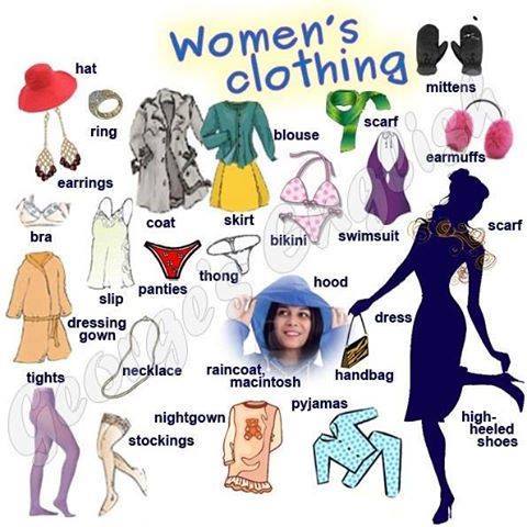 women clothing with their names